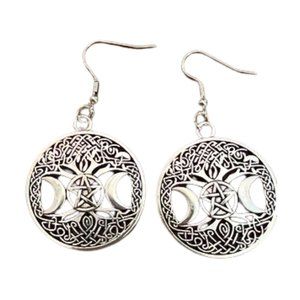 Moon and Star Hook Earrings